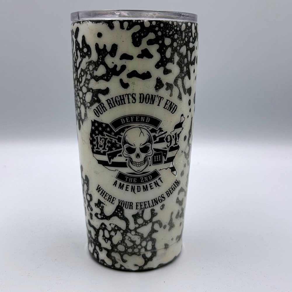 Defend the 2nd Amendment Stainless Steel Tumbler Skull Bubble Epoxy 20oz